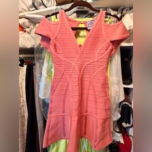 Herve Leger Coral Mini Dress